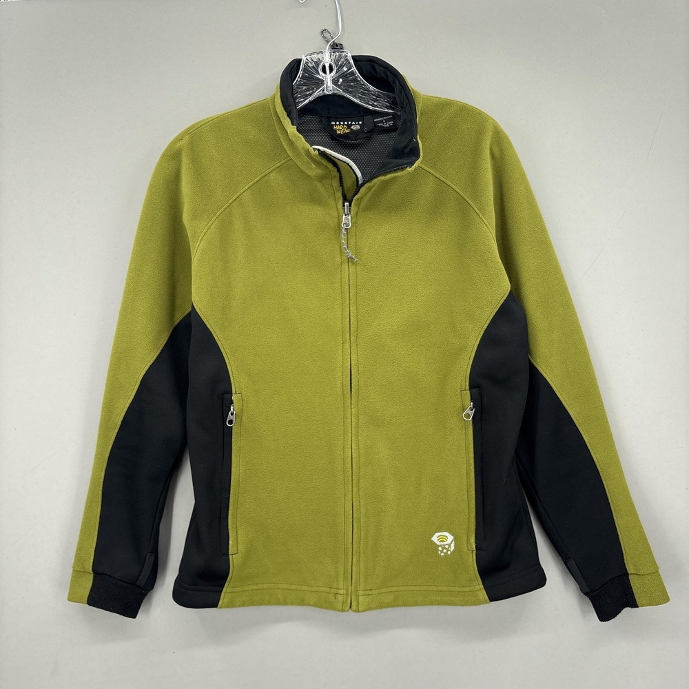 Mountain Hardwear Jacket Womens 8 Green Black Windstopper Fleece Zip Softshell